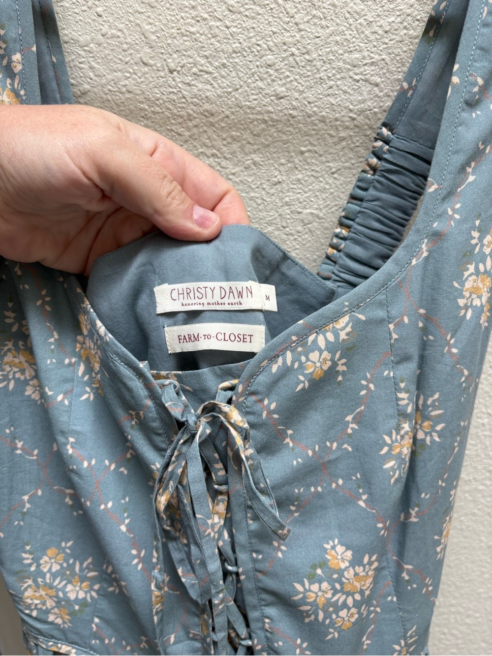 Christy Dawn Dusty Blue Floral Tie-Front Dress - Picture 3 of 3